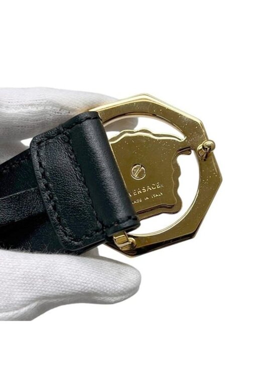 Versace Belt Black Medusa Waist 93 35 Leather Dcu Long Simple